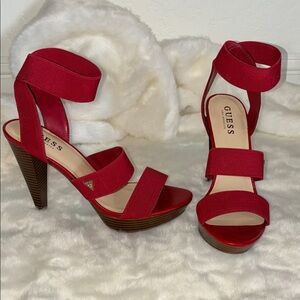 Guess Red Platform Strappy Heels